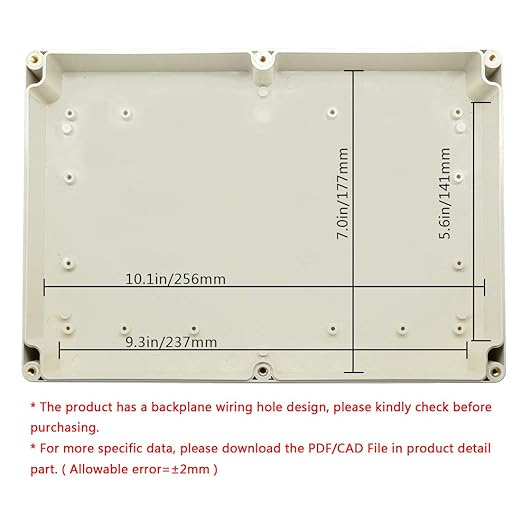 LeMotech Waterproof Dustproof IP65 ABS Plastic Junction Box Universal Electric Project Enclosure Pale Gray 10.4 x 7.2 x 2.4 inch (263 x 182 x 60 mm)