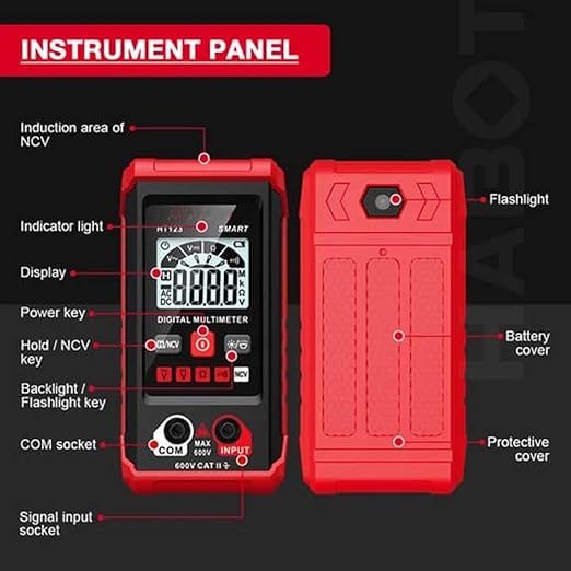Ht Automatic Digital Multimeter,Tm-510 4000 Counts Smart Digital Multimeter,Digital Display Intelligent Multimeter,Voltage Tester with Non-Contact Voltage Function (2 PCS)