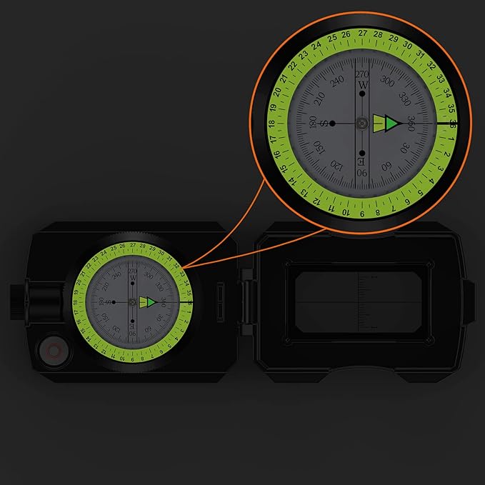 Proster IP54 Hiking Compass with Sighting Clinometer Professional Military Compass Aluminum Alloy Camping Compass Waterproof with Carry Bag