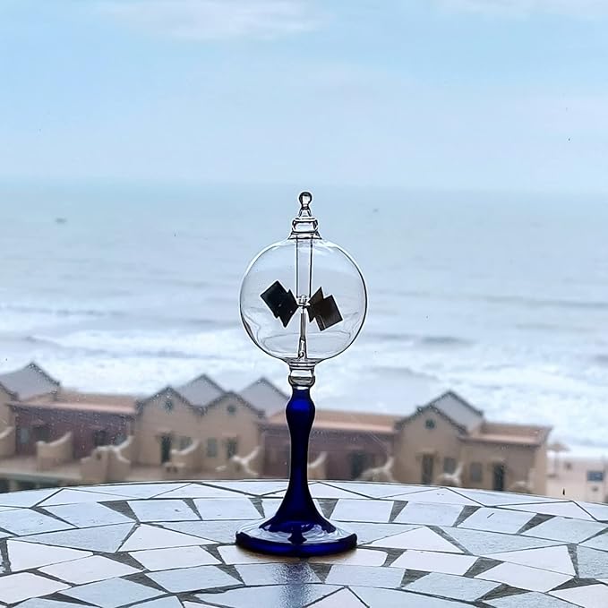 Medium Blue Solar Power Radiometer Crookes Spinning Vanes Glass Windmill Gift Home Desk Decoration M