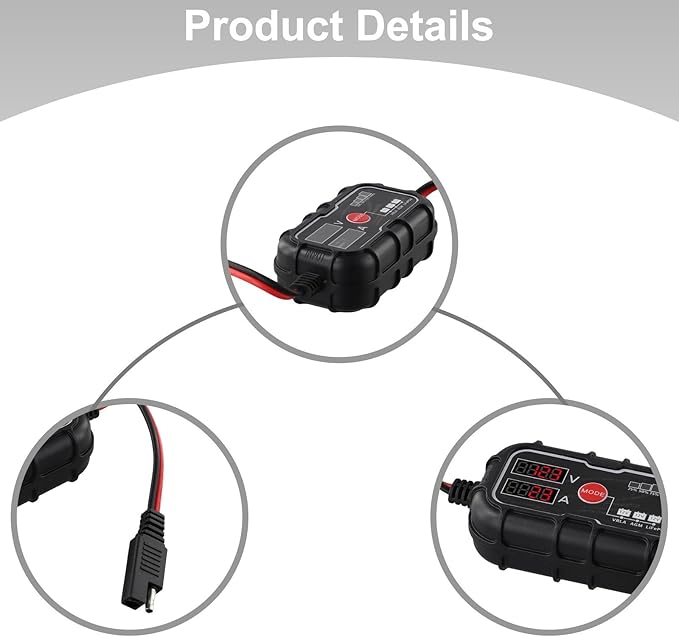 10A 12V MPPT Solar Charge Controller with LCD Display for Lithium Gel Deep Cycle Batteries Waterproof Solar Panel Regulator with SAE Connector Extension Cables