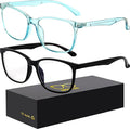 Blue-Light Blocking Glasses Computer Reading/Gaming/TV/Phones Glasses Fashion Anti Eyestrain Glasses for Women Men（A6 Black + Blue）