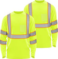 W&H Hi Vis Safety Long Sleeve Shirts Reflective High Visibility Birdeyes Class 3 Shirts,Construction Work