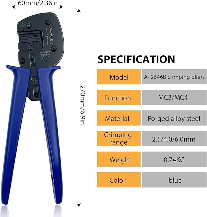 MC4 Crimping Tools Solar Crimping Tools Crimper with Stripping and Cutting Function for Solar Panel PV Cables(26-10AWG)