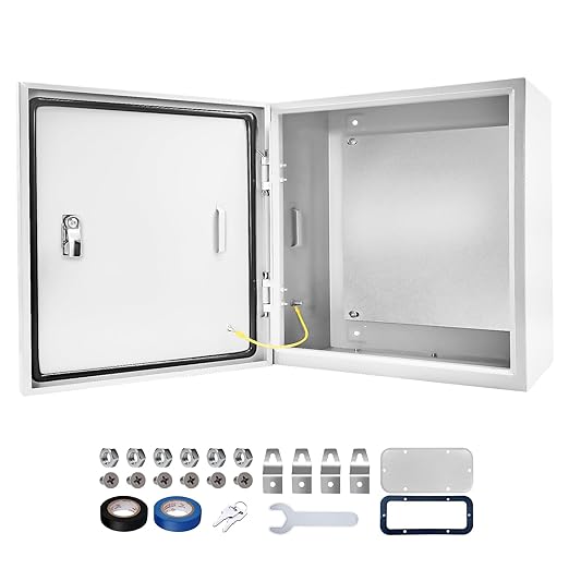 Outdoor Electrical Box 20 x 20 x 6''D NEMA 4X Enclosure Steel Box, Waterproof & Dustproof Outdoor/Indoor Lockable Electrical Junction Box, with Mounting Plate