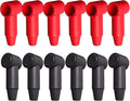 Ampper 12 Pcs Long Silicone 1/4", 5/16" Stud Terminal Covers, Flexible Post Terminal Cover Protector Boot for Battery Power Junction Block Post, Fits 6-1 Gauge Wire (Red & Black)
