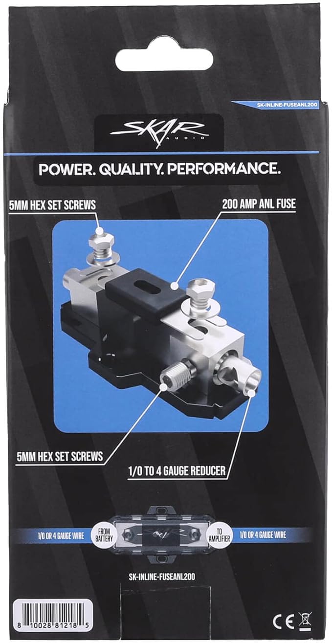 Skar Audio 1/0 or 4 Gauge in-line ANL Fuse Holder with 200 Amp Fuse
