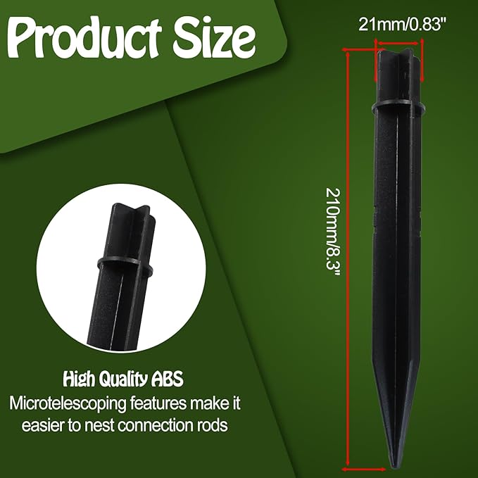 6 Pack 8.3 Inch ABS Ground Spikes - Exclusively Fit 0.83" Inner Diameter Solar Lights - Replacement Stakes for Solar Lights