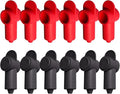 Ampper 12 Pcs Silicone 1/4", 5/16" Stud Terminal Covers, Flexible Post Terminal Cover Protector Boot for Battery Power & Ground Junction Block Post, Fits 16-6 Gauge Wire (Red & Black)