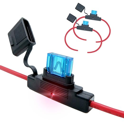 Waterproof in-line Maxi LED Fuse Holder, 8 AWG for Automotive, (2 Pack) Marine Blade Fuse Holder with Waterproof, Golf Cart Lighting, Electrical Circuits