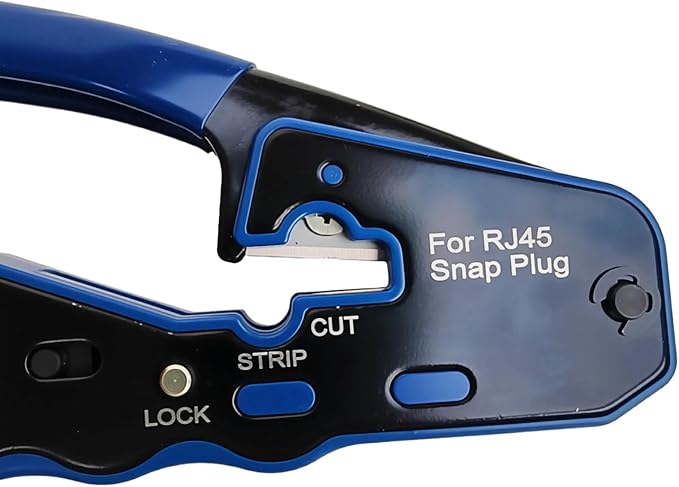 RJ45 Crimp Tool 8P RJ45 Crimping Tool Pass Through Ethernet Crimper for Cat5e Cat6 Cat6a 8P8C Modular Connectors Crimping Tool (Blue)