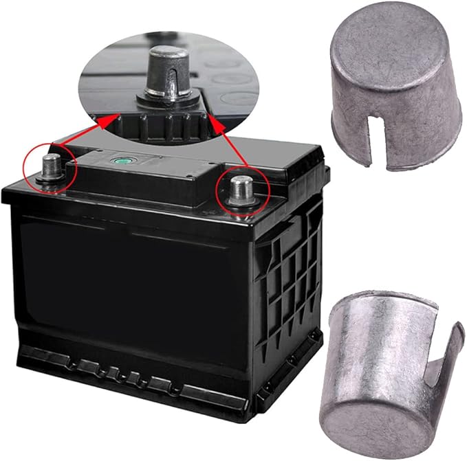 4 Pieces Battery Post Shims Lead Shim Caps Adapters Car Battery Terminal Converter Sleeves for Positive or Negative Posts, Repair Shims Worn or Damaged Loose Battery Terminal Post Auto Repair Tools