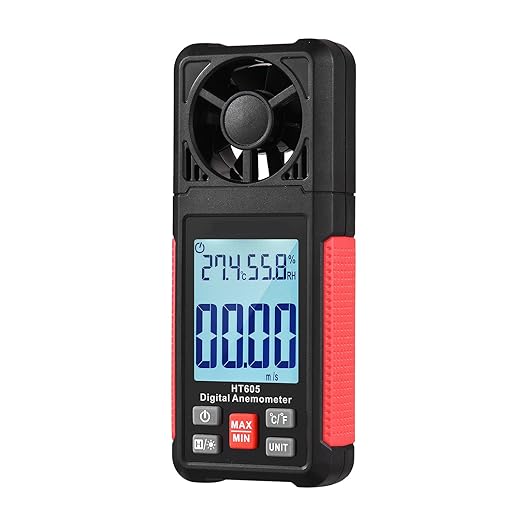 Intendvision HT605 Digital Anemometer, Handheld Wind Gauges Wind Speed Meter with Big Backlight LCD Screen, Air Flow Meter for Sailing Surfing Drone Flying RC Plane Golf Shooting HVAC