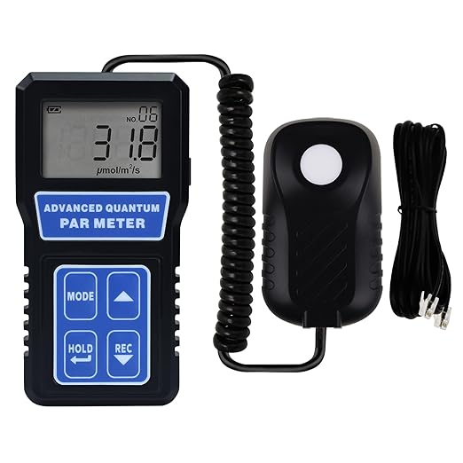 PAR Meter Quantum Par Meter for Led Grow Lights PPFD Tester with Data Logging and Calibration 400-700nm Light Range PPFD Meter for LED Grow Light to Measure Light Intensity in Grow Room Greenhouse