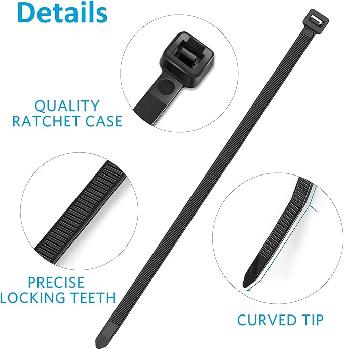 Zip Ties 12 inch, Black Zip Ties 1000 pack, 40lb, Cable Ties, Self-locking Wire ties for indoor and outdoor use, by Tantti