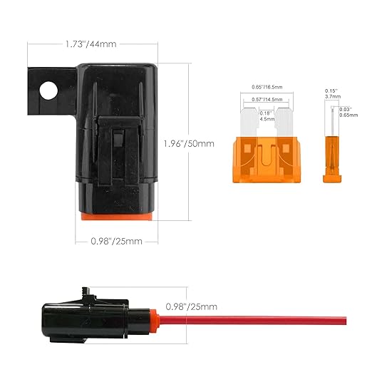 partsPTT IP67 Waterproof in-Line ATO/ATC Blade Fuse Holder 30A with Cover, 12 AWG Wire, Automotive & Marine for Small Boats, Fishing Boats, Speedboats, Outboard Circuits (2 Pack)