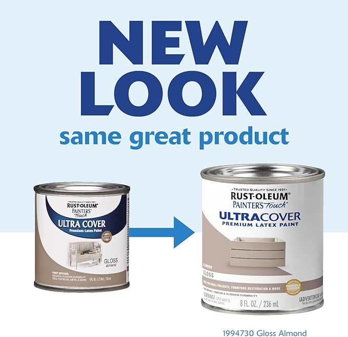 Rust-Oleum 1994730 Brush Painter's Touch Ultra-Cover Multi-Purpose Enamel Paint, 1/2 Pt Can, Gloss Almond 8 Fl Oz (Pack of 1)