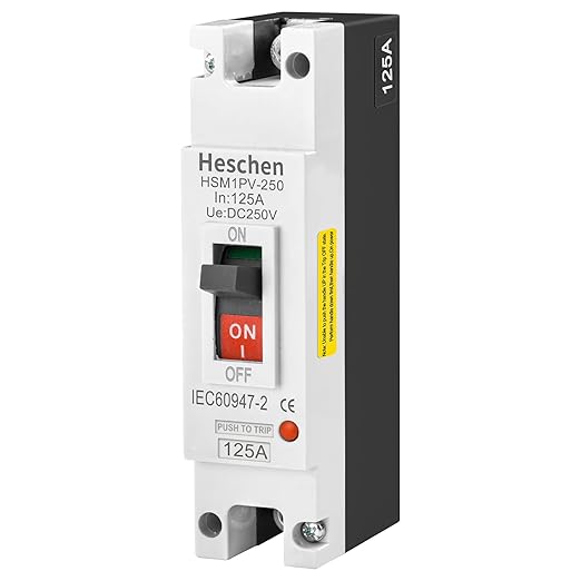 Heschen DC Molded Case Circuit Breaker MCCB, 1 Poles, DC 250V, Photovoltaic Circuit Breaker, for Solar PV System Solar Panels Grid System (125A HSM1PV-250)