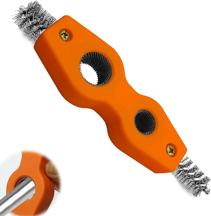 4 in 1 Car Battery Terminal Cleaning Brush, Anti-Rust Auto Battery Cleaner Brush Tool, Universal for Automotive and Marine for Plumbing Installation Soldering Brazing, Car Accessories (Orange)