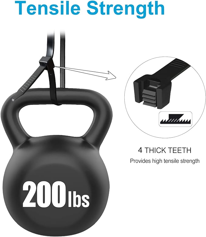 Long Zip Ties Heavy Duty 24 inch, Large Zip Ties with 200 lbs Tensile Strength, Big Cable Ties, Black, 50 Pack, by GAIIAN