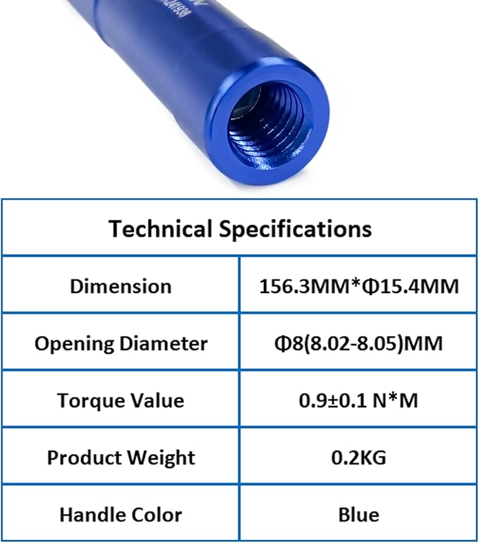 TOJOIN 1 pcs SMA Torque Wrench for RF Connector 8 in·lbs (0.9 N·m) Opening 8mm (5/16") for SMA 3.5mm/2.92mm Adapter Convertor Portable Spanner for Professionals Industry Blue