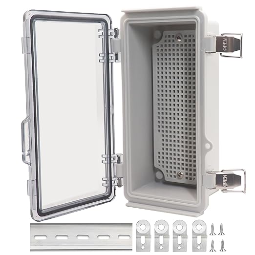 Electrical Box, Outdoor Waterproof Box IP67 Junction Box with Mounting Plate,ABS Plastic Project Box Power Cord Enclosure Clear 7.9" Dx3.9 Wx2.8 H