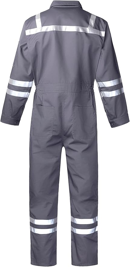Men's Work Coverall High Visibility Overalls Mechanics Coveralls Workwear Jumpsuit with Multi Pockets