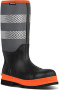 Men's Steel Toe Rubber Work Boots, Waterproof Neoprene Safety Boots with Puncture Proof Midsole - Oil & Chemical Resistant, Reflective High-Vis for Construction, Concrete, Roadwork