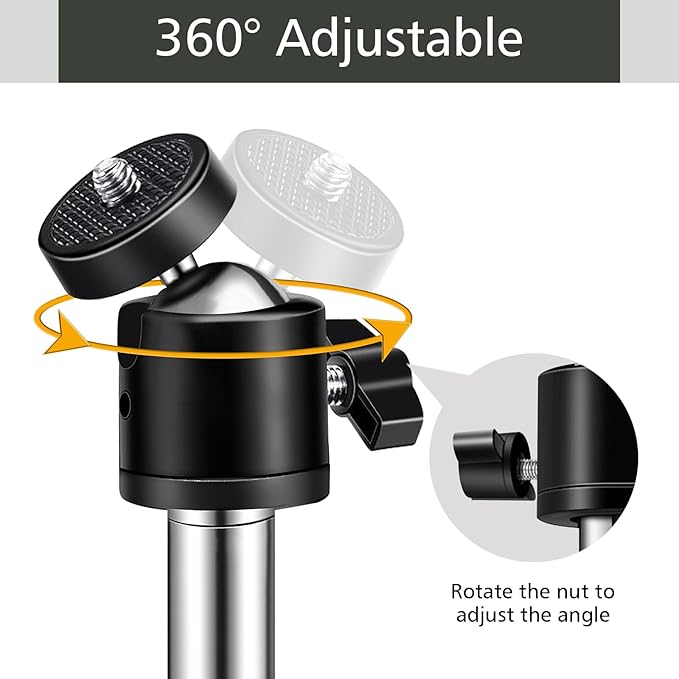 Trail Camera Mount, Solar Panels Mount, 3 in1 Stainless Steel 360 Degree Adjustable Universal Screw Connection 1/4''-20 (6mm), for Hunting Camera, Night Fishing Lights, Solar Panels, etc. (1 Pack)