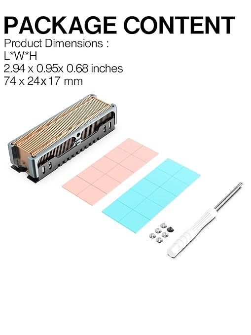 JEYI Q150 M.2 HeatSink, Cooper Fins with Aluminum Frame Passive Heat Sinks - Finscold Q150-1.7mm / 0.68"