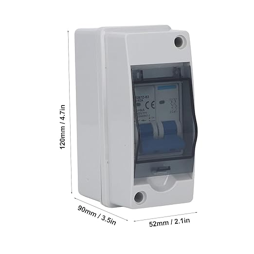 Solar DC Disconnect Switch 40A Circuit Breaker IP65 Junction Box 1000V Transparent Cover for Solar Systems
