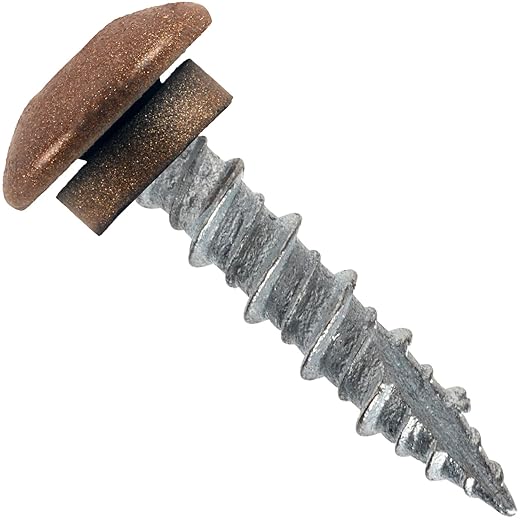 10 x 1 Copper - Low Profile Star Head Roofing Screws - HI-LO Thread - Metal to Wood - T25 Torx Drive Head - EPDM Washer. 10 X 250 Bags - 2,500 Screws