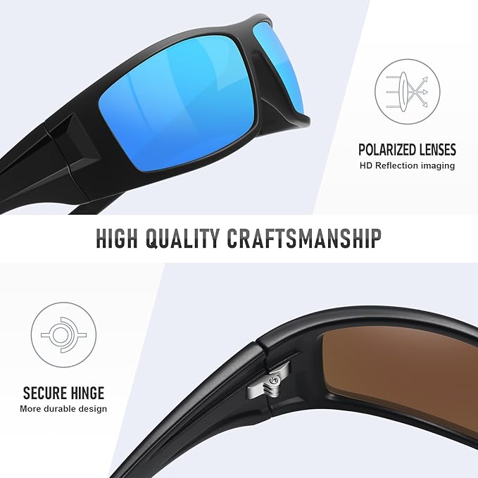 Polarized Sports Sunglasses for Men Women Unbreakable Frame Cycling Fishing Wrap Around Sunglasses UV400 Protection