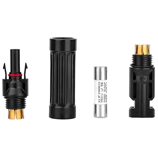 1000V PV Fuse Connector Waterproof Dustproof in-line Fuse Holder, Male and Female Connector Solar Plug with 1 Fuse (30A Fuse Connector)