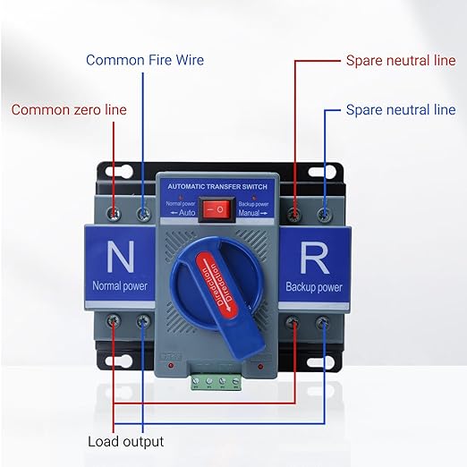 Automatic Transfer Switch 2P 63A 220V Generator Changeover Switch 50HZ/60HZ for Home, Office and Public Spaces