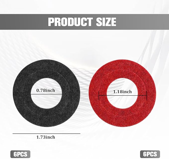 12PCS Car Battery Terminal Protector, Fiber Felt Vehicle Battery Terminal Corrosion Prevention Washer, Anti-Corrosion Batteries Shim Cleaner Kit, Universal for Most Vehicles (Red/Black)