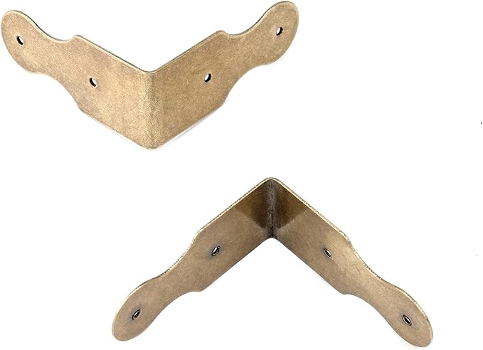 L Shaped Vintage Gold Corner Protector, 2" × 0.9" Brass Decorative Box Corner Guards Edge Cover with Screws, 8 PCS
