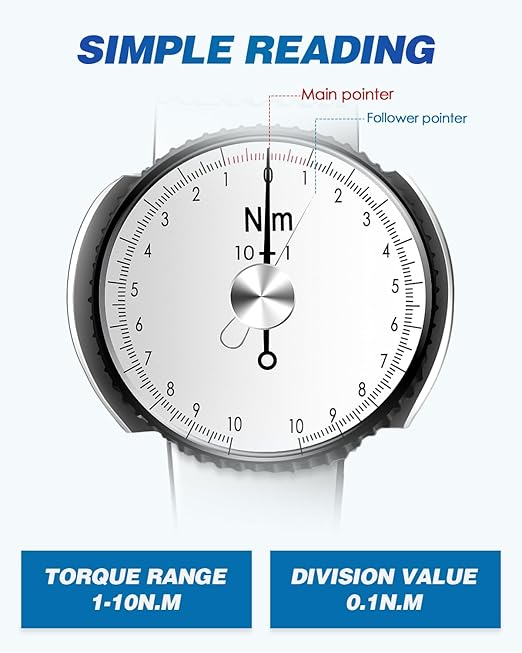 NEWTRY Dial Torque Wrench with Sockets Set (4-14mm), 1-10N.m Indicating Torquemeter, Precision Torque Meter, 1/4 inch pound Dial Torque Wrench Torque Force Tester