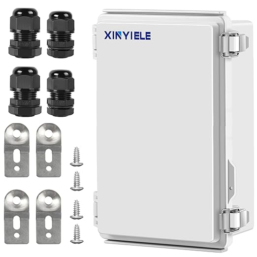 Waterproof Outdoor Project ABS Plastic Junction Box IP67 Weatherproof Dustproof Enclosure with Hinged Cover, Mounting Plate,Wall Brackets for Power Project (11"X7.5"X5.5")