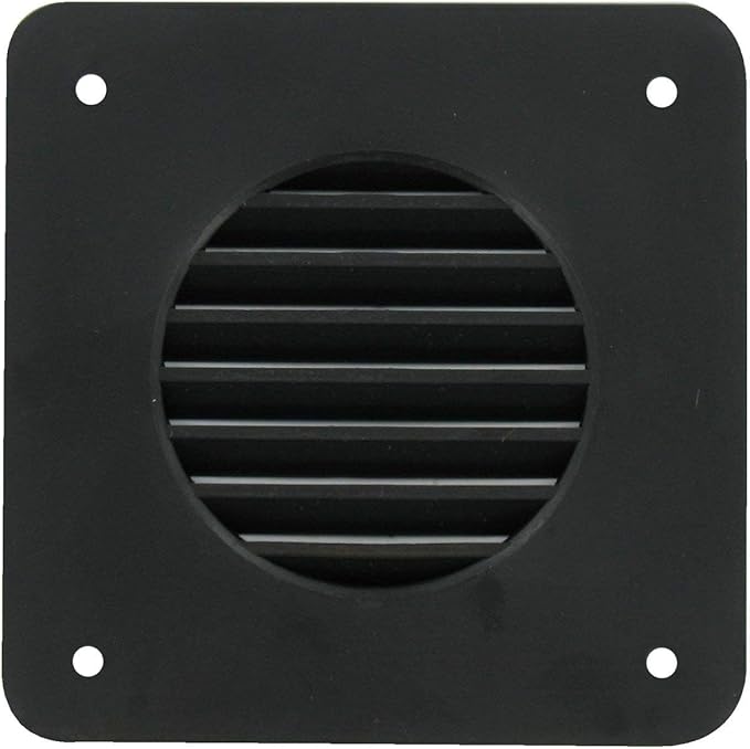 A.A Battery Box Vent System - Black - Louver Cover and Cone Plate - RV's, Campers, Trailers, Motorhome Repair (Complete Vent System, Black)