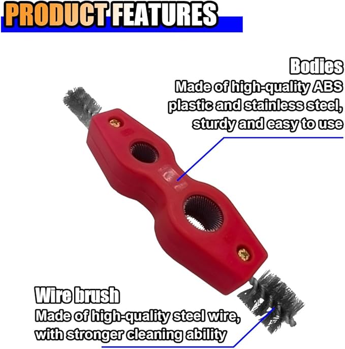 4 in 1 Car Battery Terminal Cleaner, Car Battery Post Cleaner, Anti-Rust Car Battery Terminals Machine Parts Cleaning Brush, Universal Car Cleaning Tool Accessories (Red, 1PC)