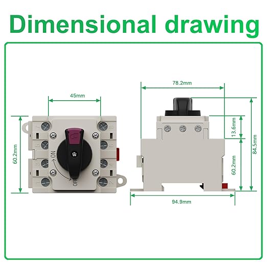 Solar Isolator Disconnect Switch 32A DC 1500V 4 Poles Circuit Breaker for Solar PV System, Rvs and Homes(DIN Rail Mount, Lockable)