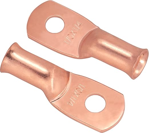 10pcs 1/0 Awg - 1/4" (M6) Sanuke Wire Lugs Ring Terminal Connectors Ends Heavy Duty for Battery Cable Lug Wire Electrical Eyelets with 3:1 Dual Wall Adhesive Heat Shrink