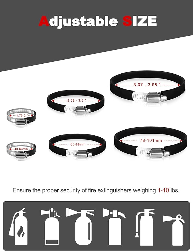 2 Pieces Universal Fire Extinguisher Mounts for Vehicle, Adjustable Roll Bar Fire Extinguisher Mount Holders Kit, Compatible with Jeep Wrangler JLJLU JK TJ UTV Cam-Am X3 Ranger Polaris RZR