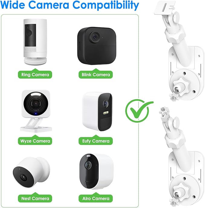 Adjustable Wall Mount for Cameras & Solar Panels, Universal 2-in-1 Security Bracket for Ring/Blink/Eufy/Arlo/Wyze/Reolink Solar Panel and Cam, with Ring Stick Up/Outdoor Plus/Spotlight Cam/Plus/Pro