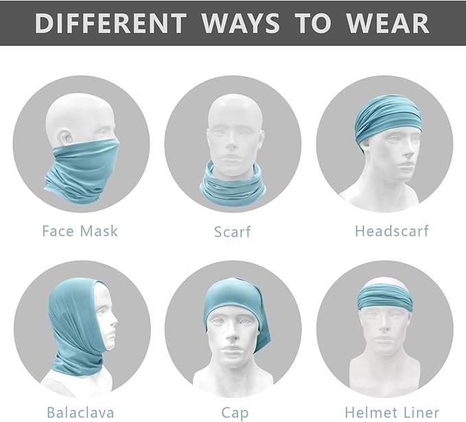 6 Pack Cooling Neck Gaiter Face Cover Mask Summer Breathable Dust UV Bandana Scarf for Men Women Fishing Running Cycling