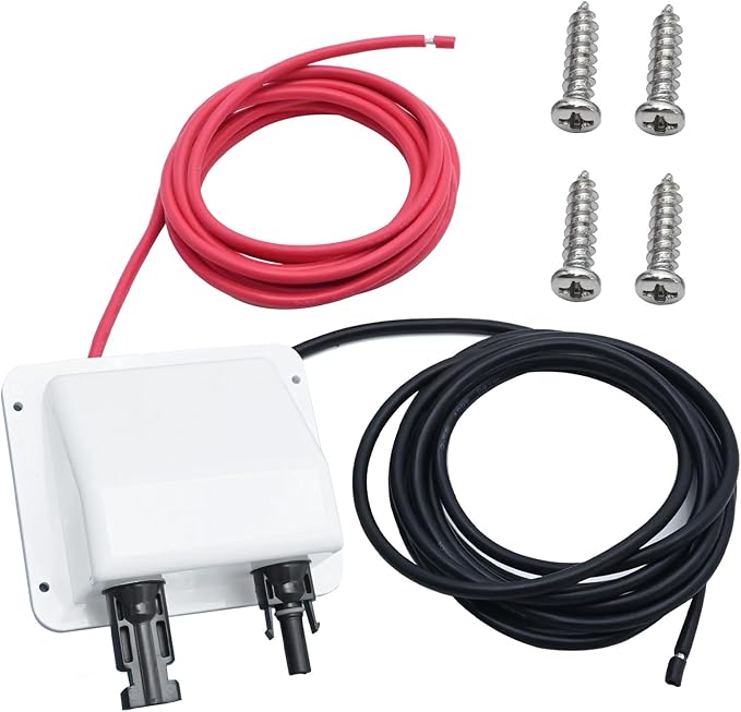 VIKKSAER Solar Cable Entry Gland Box with 10FT 10AWG Soft Solar Extension Cable and Connector, UV Resistance Dual Cable Entry Gland Housing on RVs, Caravans, Boats, Campers (White(10FT))