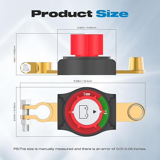 Top Post Battery Disconnect Switch, Malictele On/Off 12-48V Negative Battery Quick Disconnect 275A Heavy Duty Kill Switch for Car, Marine, RV, Boat, Truck