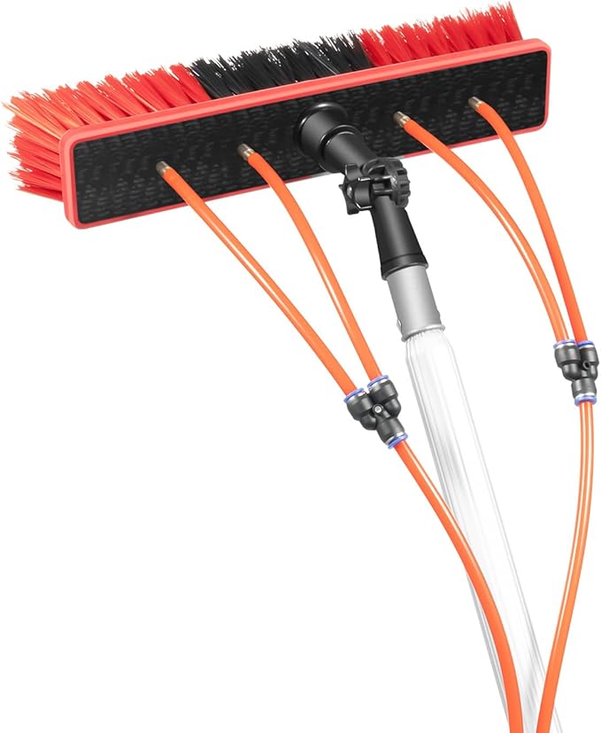 26 Ft Water Fed Pole Kit, Outdoor Tall Window Cleaner Car Glass Solar Panel Cleaning System, Cleaning Brush Tool Extendable Pole Kit Washer Duster for Window, High-Altitude Clean