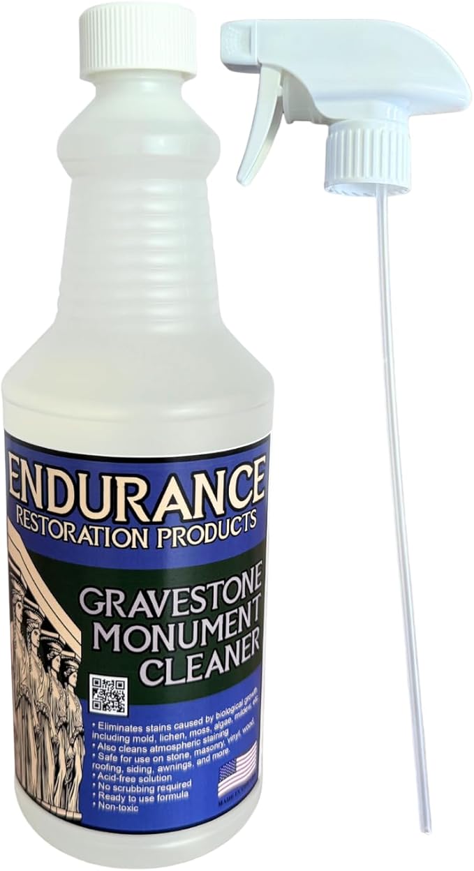 Endurance Gravestone & Monument Cleaner - 1 Quart (Spray Bottle)